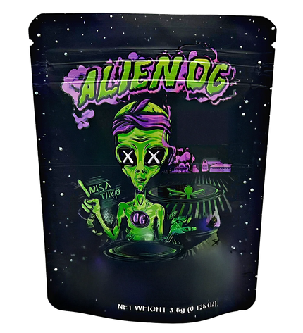 50 Pack 3.5g Mylar Bags – Alien Character Graphic