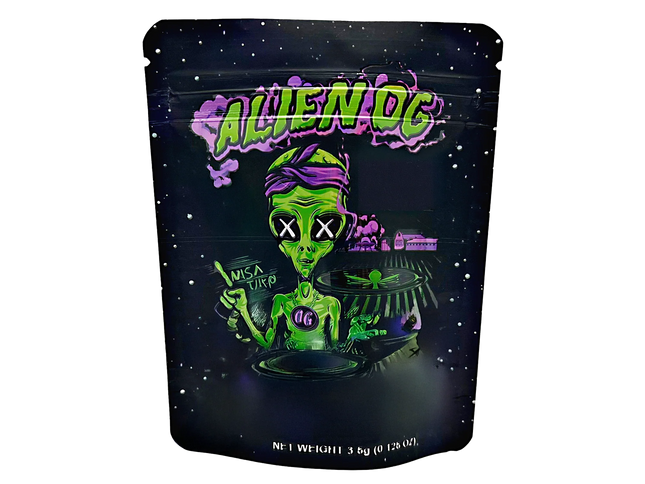 50 Pack 3.5g Mylar Bags – Alien Character Graphic