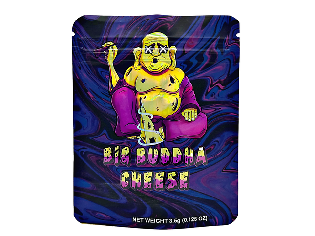 50 Pack 3.5g Mylar Bags – Buddha Graphic