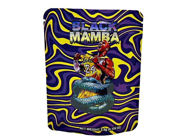 50 Pack 3.5g Mylar Bags – Black Character Graphic