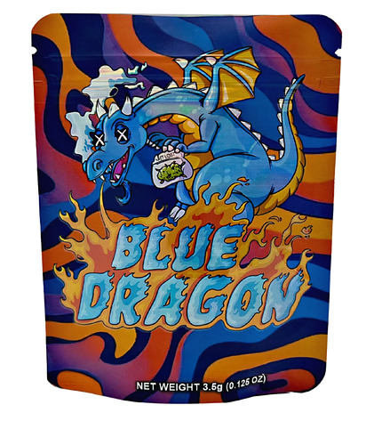 50 Pack 3.5g Mylar Bags – Blue Dragon Graphic