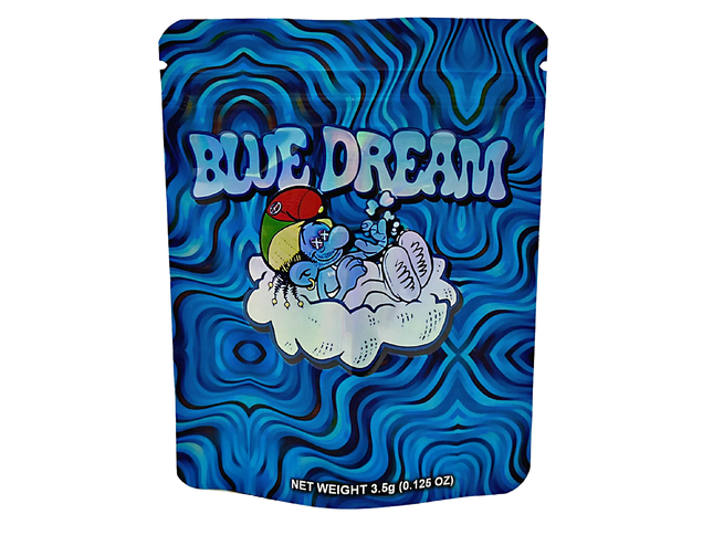 50 Pack 3.5g Mylar Bags – Blue Graphic