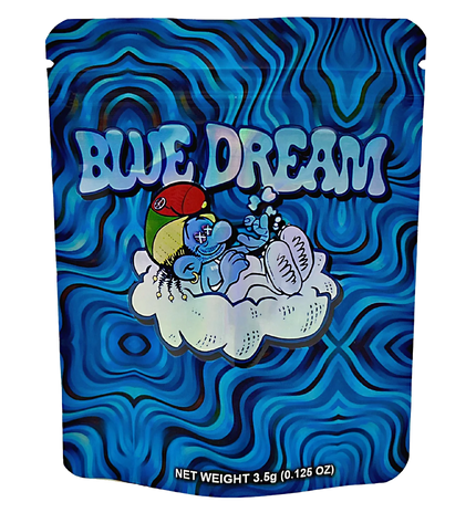 50 Pack 3.5g Mylar Bags – Blue Graphic