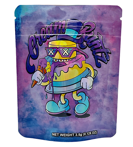 50 Pack 3.5g Mylar Bags – Cream Graphic