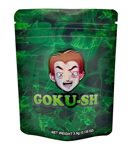 50 Pack 3.5g Mylar Bags – Goku Character Graphic Green