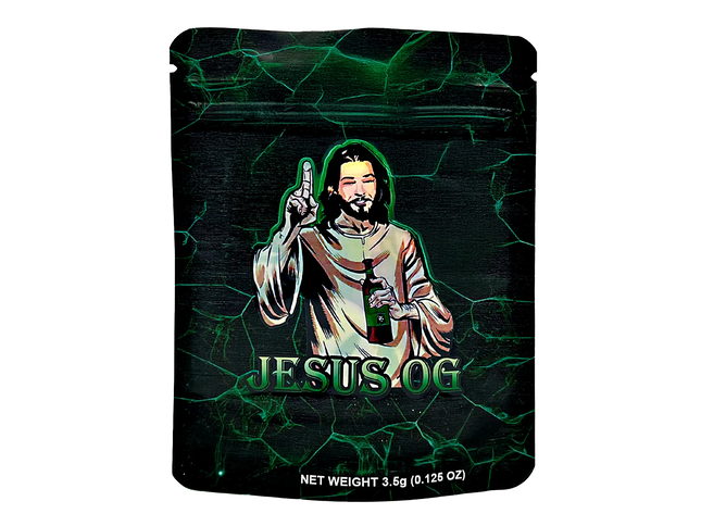 50 Pack 3.5g Mylar Bags – Religious Character Graphic