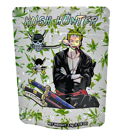 50 Pack 3.5g Mylar Bags – Hunter Character Graphic