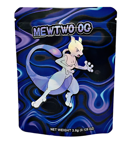 50 Pack 3.5g Mylar Bags – Mewtwo Character Graphic