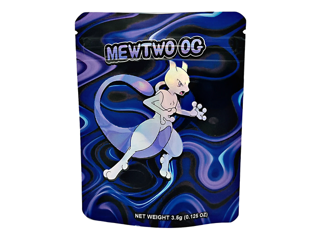 50 Pack 3.5g Mylar Bags – Mewtwo Character Graphic