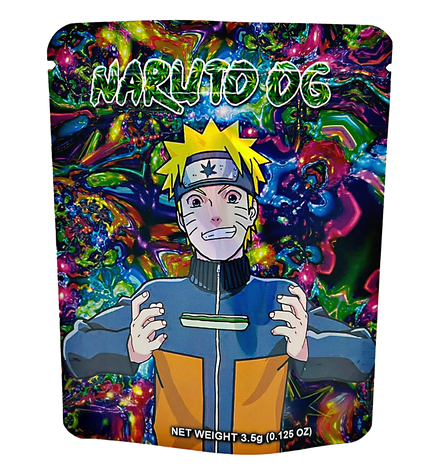 50 Pack 3.5g Mylar Bags – Naruto Stressed Character Graphic