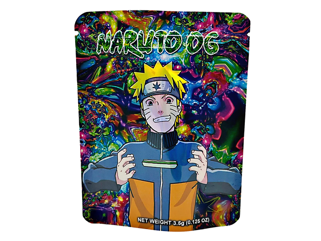 50 Pack 3.5g Mylar Bags – Naruto Stressed Character Graphic