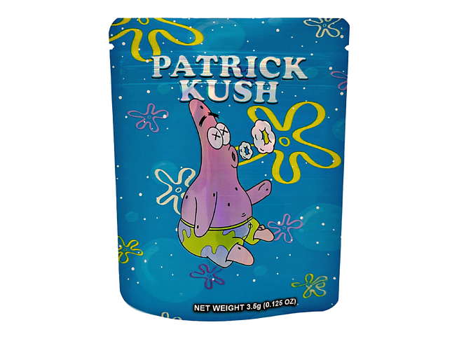 50 Pack 3.5g Mylar Bags – Patrick Character Graphic