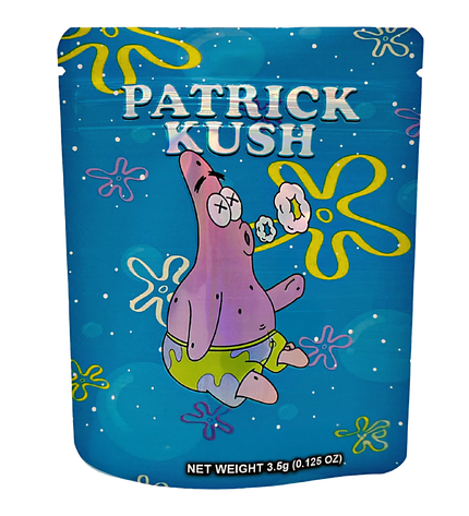 50 Pack 3.5g Mylar Bags – Patrick Character Graphic