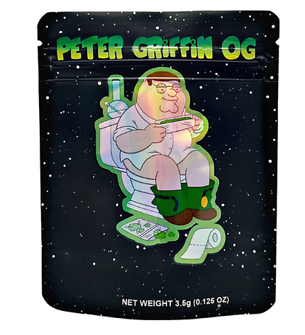 50 Pack 3.5g Mylar Bags – Family Cartoon Graphic