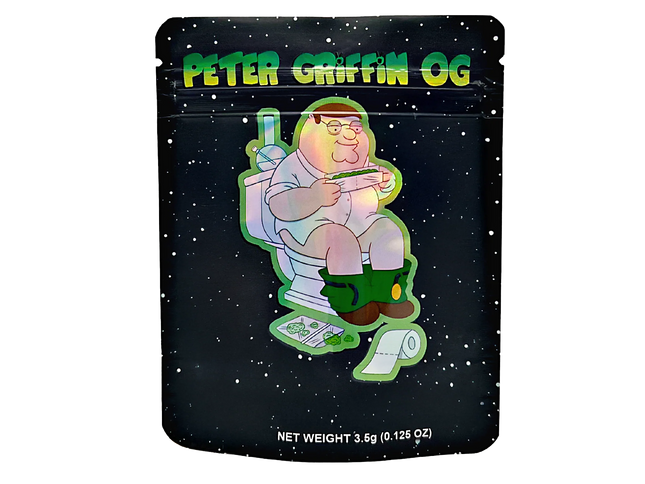 50 Pack 3.5g Mylar Bags – Family Cartoon Graphic