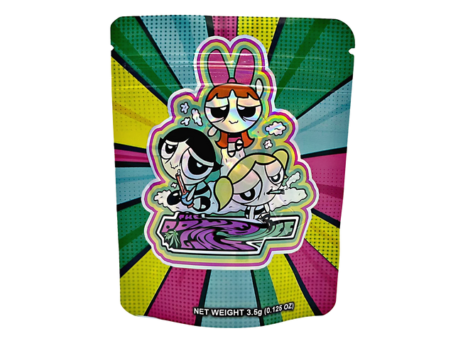 50 Pack 3.5g Mylar Bags – Power Puff Character Graphic