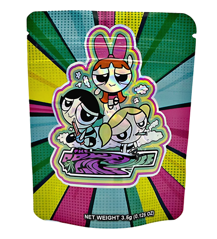 50 Pack 3.5g Mylar Bags – Power Puff Character Graphic