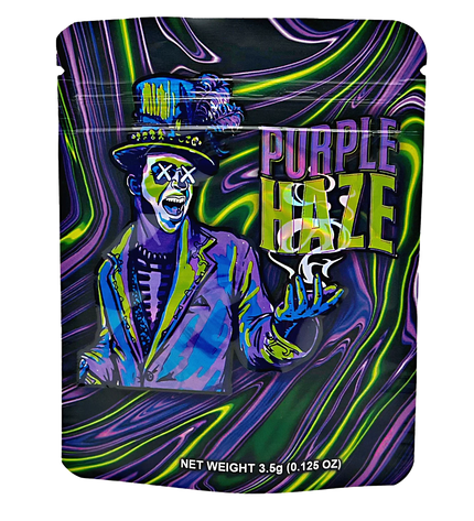 50 Pack 3.5g Mylar Bags – Purple Mystic Graphic