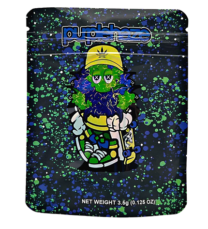 50 Pack 3.5g Mylar Bags – Purple Turtle Graphic