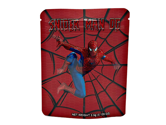 50 Pack 3.5g Mylar Bags – Spider Hero Graphic