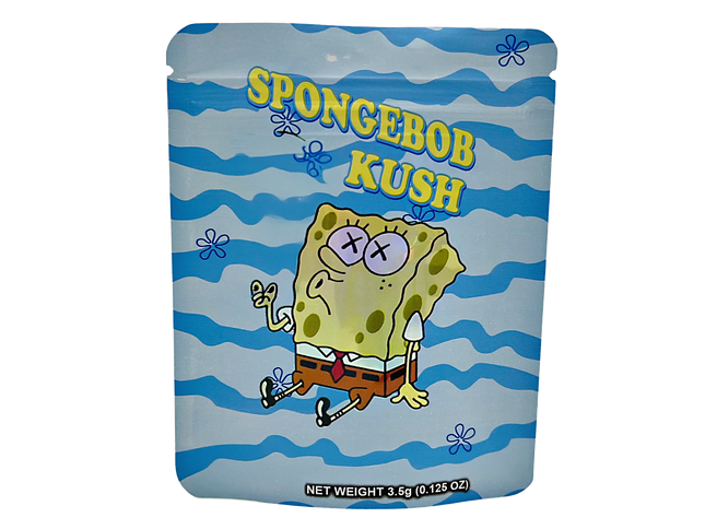 50 Pack 3.5g Mylar Bags – Sponge Cartoon Graphic