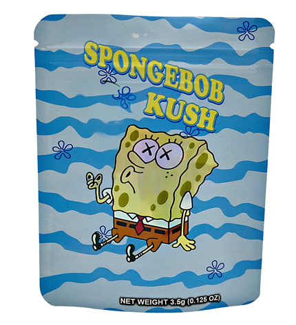 50 Pack 3.5g Mylar Bags – Sponge Cartoon Graphic