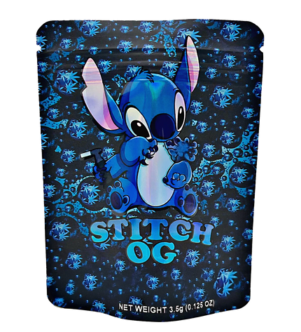 50 Pack 3.5g Mylar Bags – Blue Character Graphic