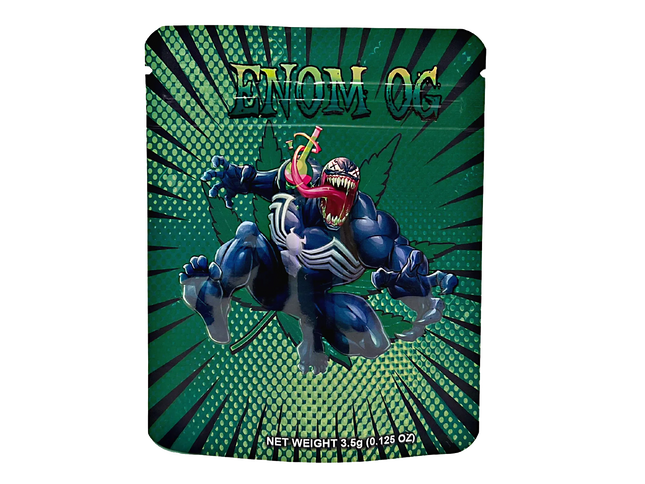 50 Pack 3.5g Mylar Bags – Venom Character Graphic