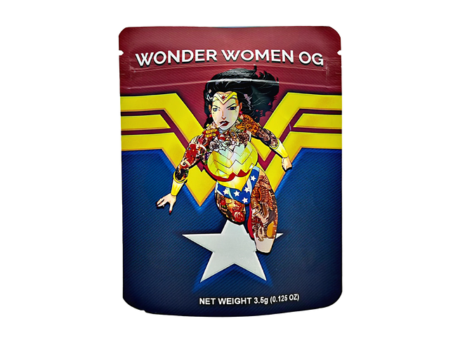 50 Pack 3.5g Mylar Bags – Wonder Woman Character Graphic