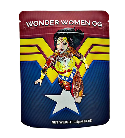 50 Pack 3.5g Mylar Bags – Wonder Woman Character Graphic
