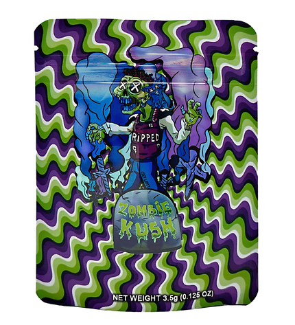 50 Pack 3.5g Mylar Bags – Zombie Graphic