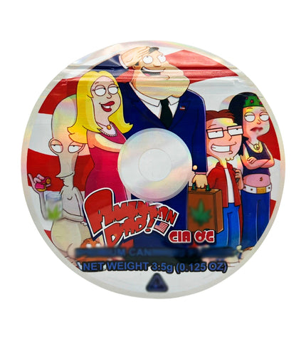 50 Pack 3.5g DVD Shaped Mylar Bags – Family Cartoon Graphic