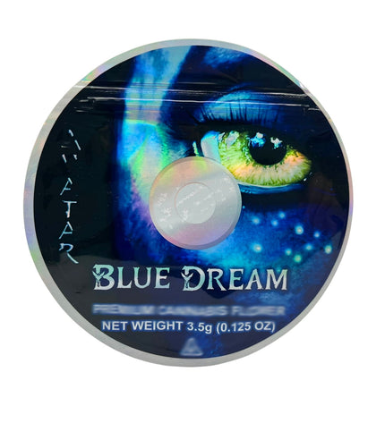 50 Pack 3.5g DVD Shaped Mylar Bags – Blue Avatar Graphic