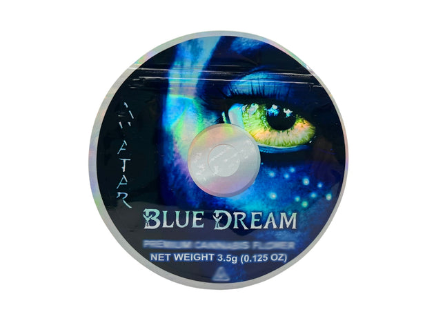 50 Pack 3.5g DVD Shaped Mylar Bags – Blue Avatar Graphic