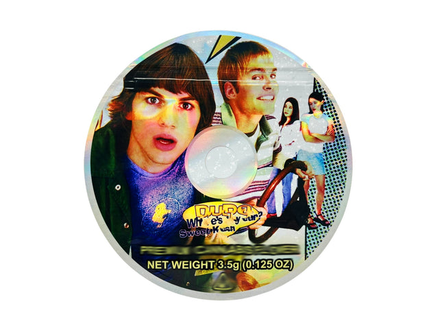 50 Pack 3.5g DVD Shaped Mylar Bags – Comedy Car Graphic