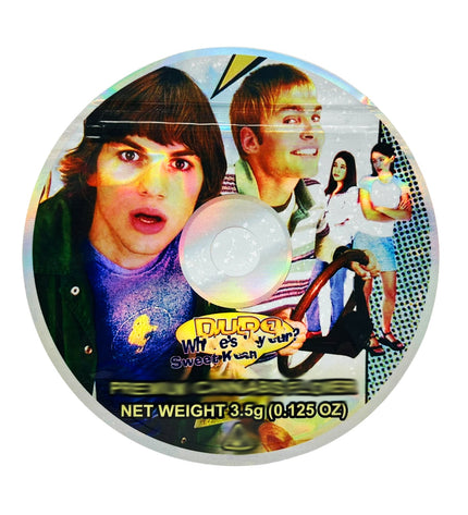 50 Pack 3.5g DVD Shaped Mylar Bags – Comedy Car Graphic