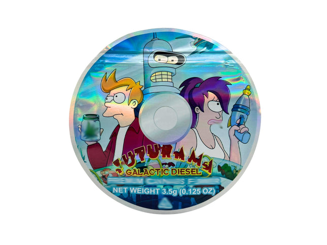 50 Pack 3.5g DVD Shaped Mylar Bags – Futuristic Cartoon Graphic