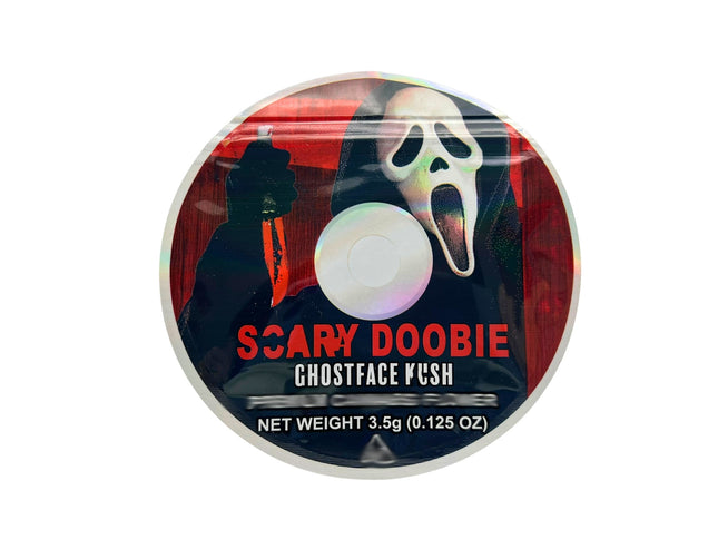 50 Pack 3.5g DVD Shaped Mylar Bags – Scary Character Graphic