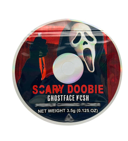 50 Pack 3.5g DVD Shaped Mylar Bags – Scary Character Graphic