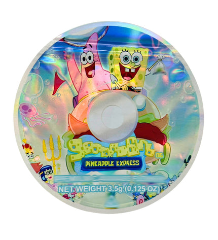 50 Pack 3.5g DVD Shaped Mylar Bags – Sponge Cartoon Graphic