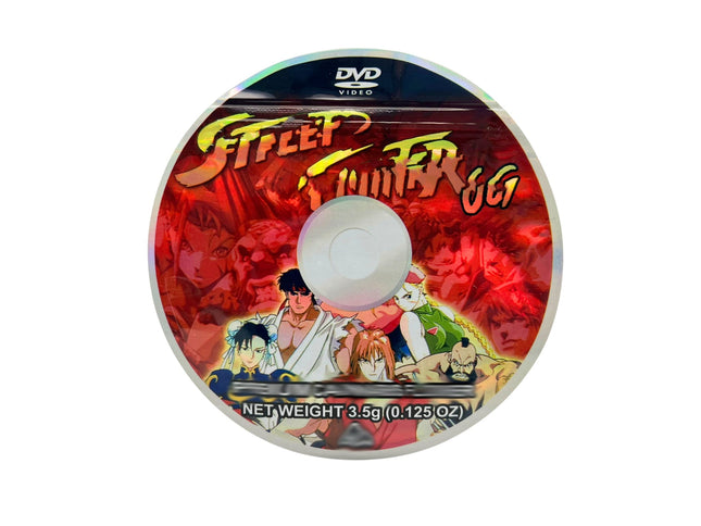 50 Pack 3.5g DVD Shaped Mylar Bags – Fighting Game Graphic