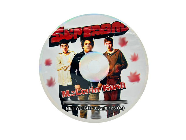 50 Pack 3.5g DVD Shaped Mylar Bags – Comedy Character Graphic