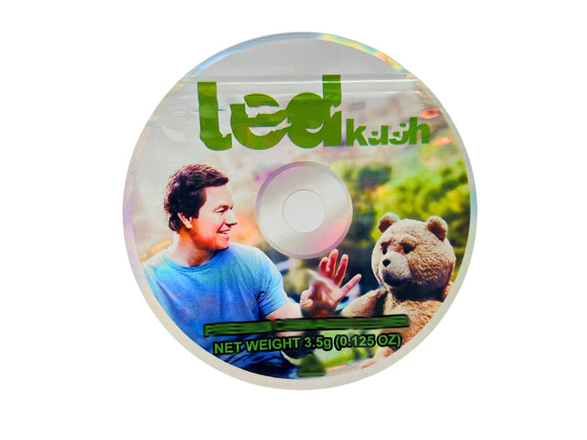 50 Pack 3.5g DVD Shaped Mylar Bags – Bear Character Graphic