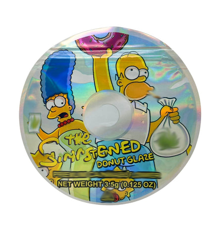 50 Pack 3.5g DVD Shaped Mylar Bags – Cartoon Donut Graphic