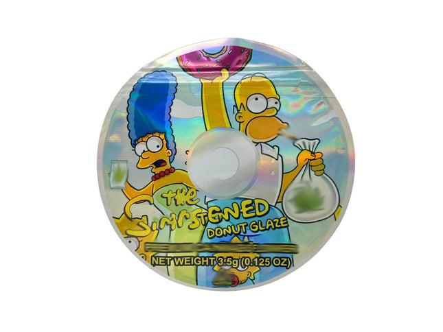 50 Pack 3.5g DVD Shaped Mylar Bags – Cartoon Donut Graphic