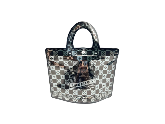 50 Pack 3.5G Handbag-Style Mylar Bags – Black Diamond Design