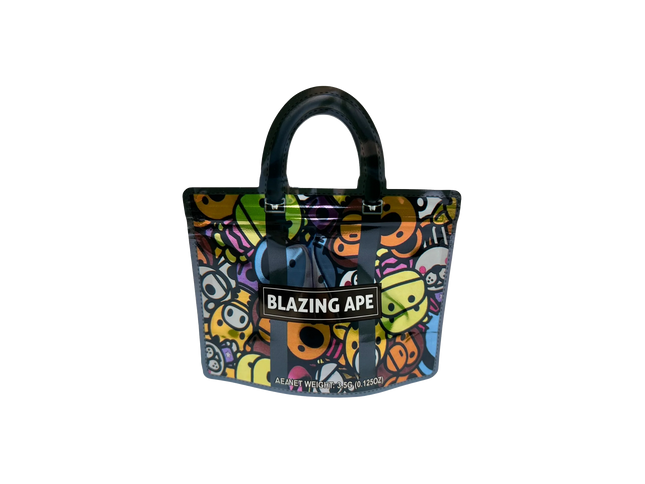 50 Pack 3.5G Handbag-Style Mylar Bags – Blazing Ape Colorful Design