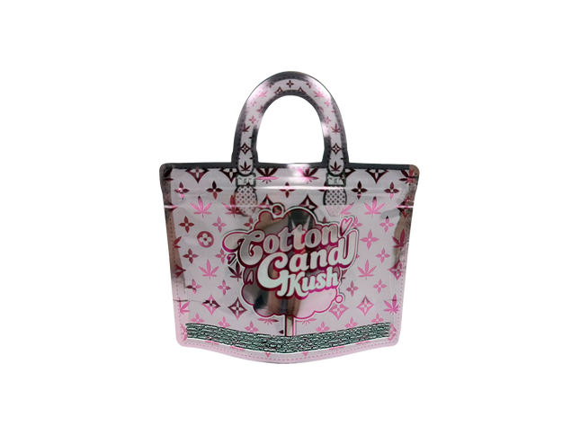 50 Pack 3.5G Handbag-Style Mylar Bags – Cotton Candy Design