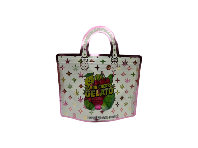 50 Pack 3.5G Handbag-Style Mylar Bags – Lemon Cherry Design