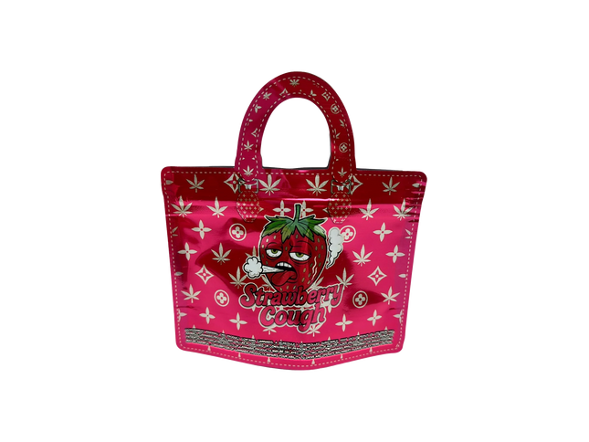 50 Pack 3.5G Handbag-Style Mylar Bags – Strawberry Design